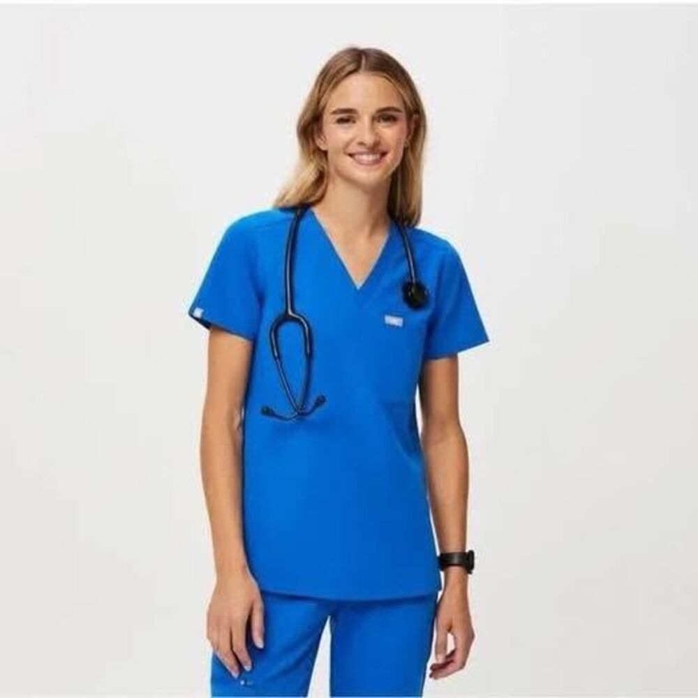 Figs Casma Scrub Top Size XL/P Royal Blue